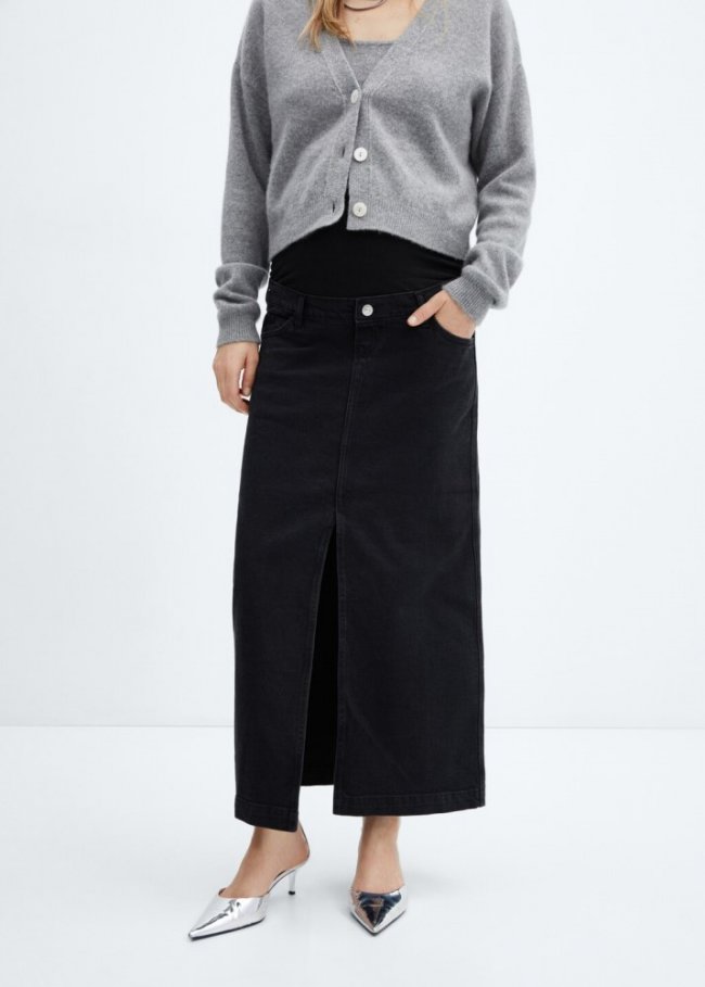 Mango Falda vaquera premamá - Denim negro