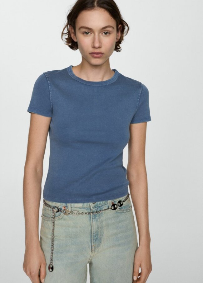 Mango Camiseta 100% algodón - Azul