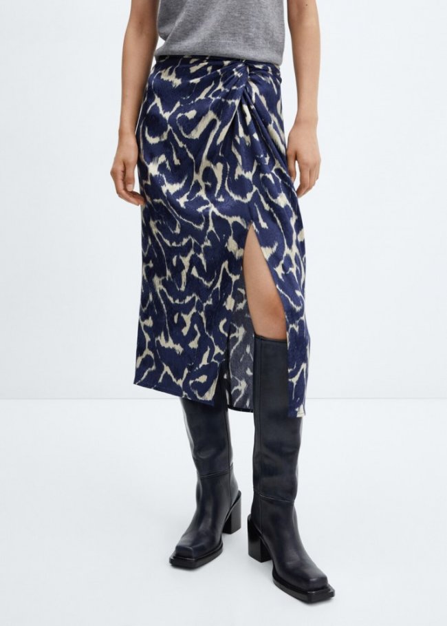 Mango Falda estampada nudo - Azul