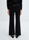 Mango Pantalón flare tiro medio - Negro
