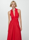 Mango Vestido largo aberturas - Rojo