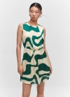 Mango Vestido estampado detalles plisados - Verde