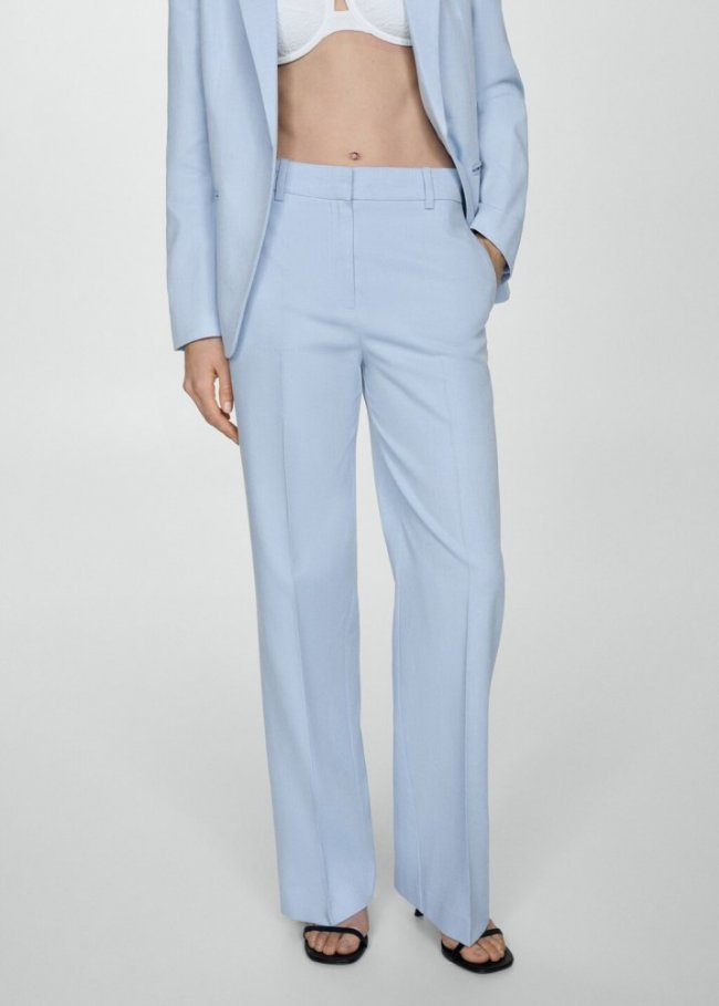 Mango Pantalón traje lyocell - Azul celeste