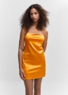 Mango Vestido corto satinado - Amarillo