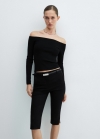Mango Pantalón capri cinturón - Negro