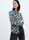 Mango Camisa fluida satinada - Azul noche