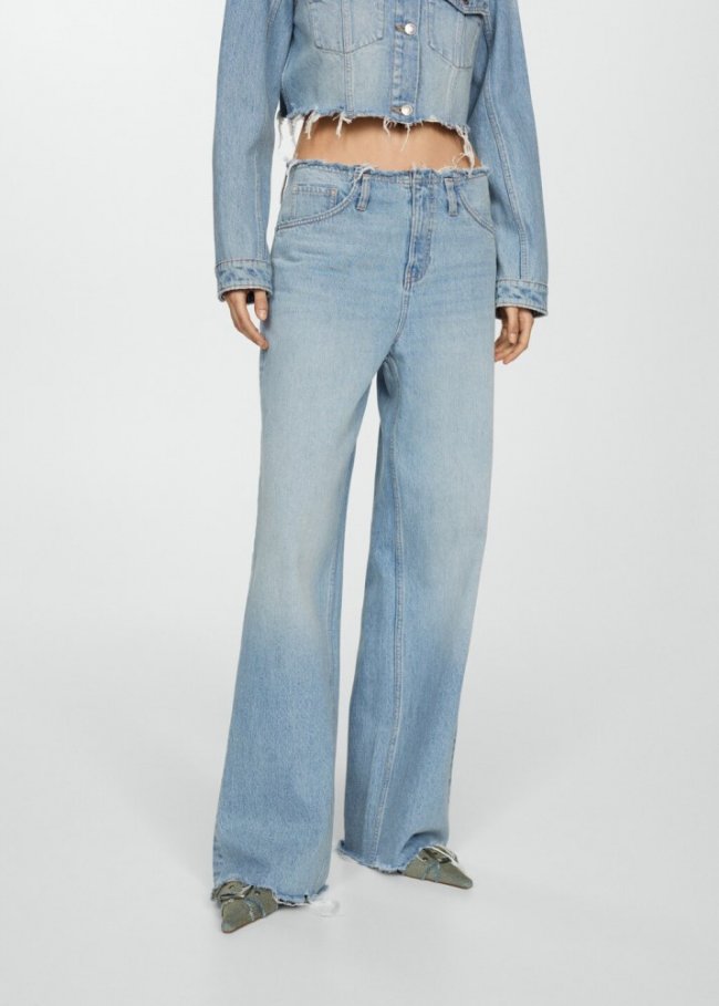 Mango Jeans wideleg terminaciones deshilachadas - Azul medio