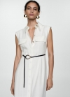 Mango Vestido camisero cinturón - Blanco roto