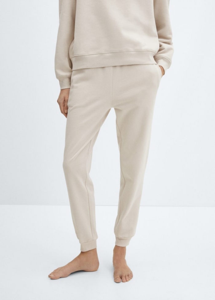 Mango Pantalón jogger algodón - Beige