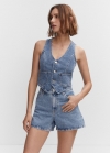 Mango Shorts vaqueros tiro alto - Azul medio