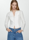 Mango Camisa entallada cremallera algodón - Blanco roto