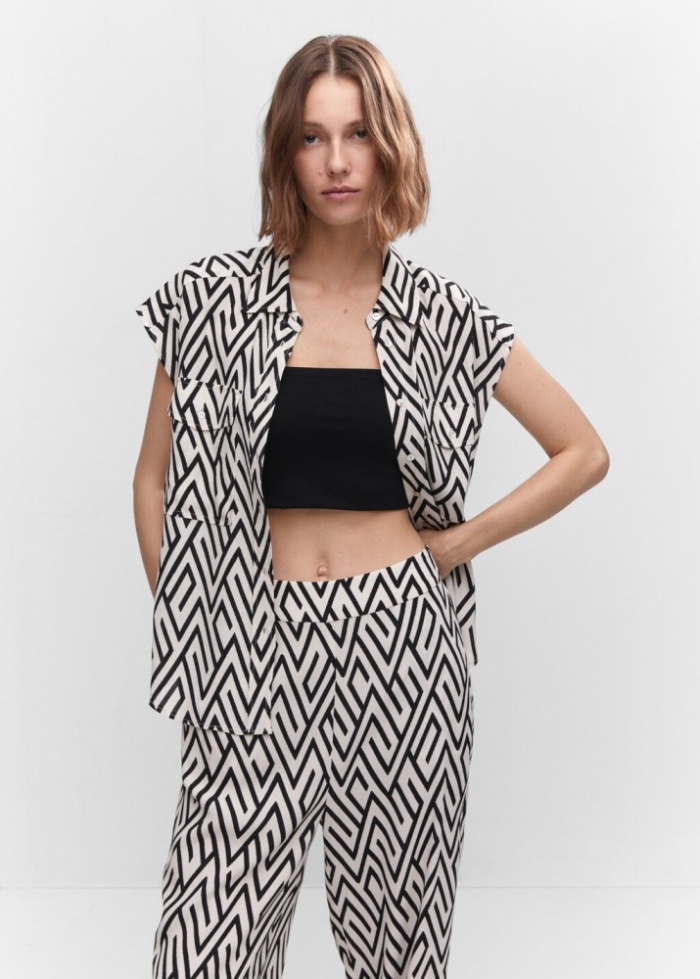 Mango Camisa fluida oversize - Negro
