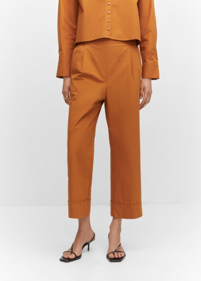 Mango Pantalón culotte pinzas - Marrón