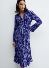 Mango Vestido camisero cinturón - Azul