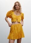 Mango Top detalles troquelados - Mostaza
