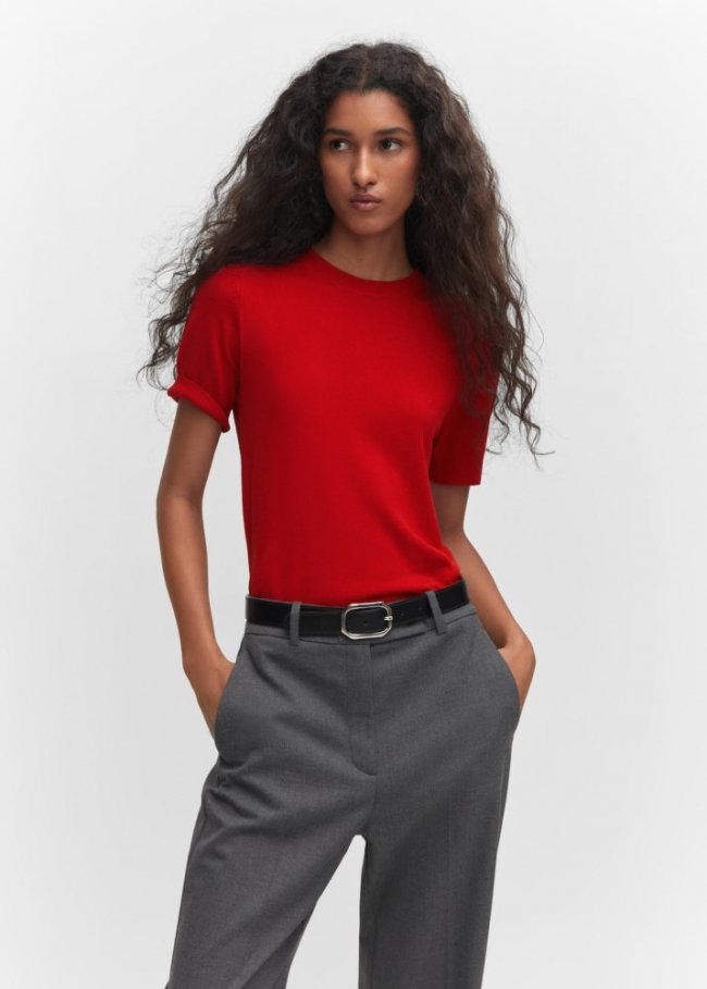 Mango Jersey manga corta - Rojo