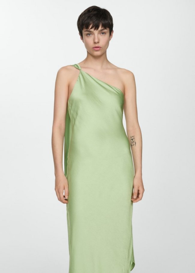 Mango Vestido asimétrico tiras - Verde pastel