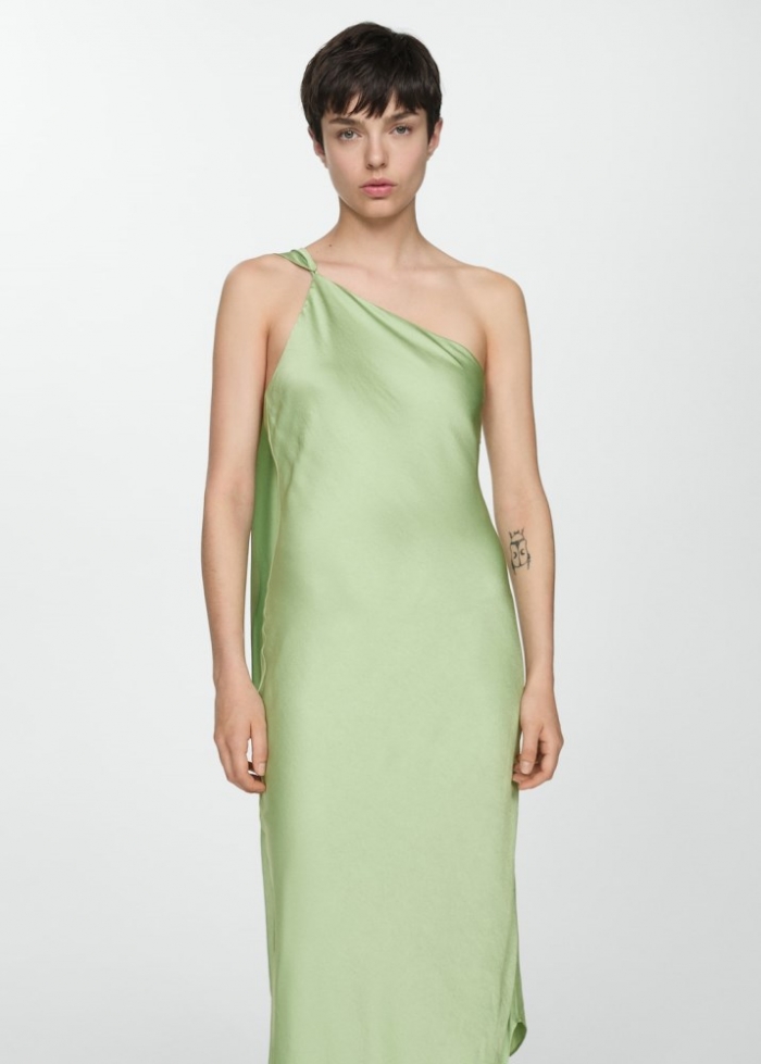 Mango Vestido asimétrico tiras - Verde pastel