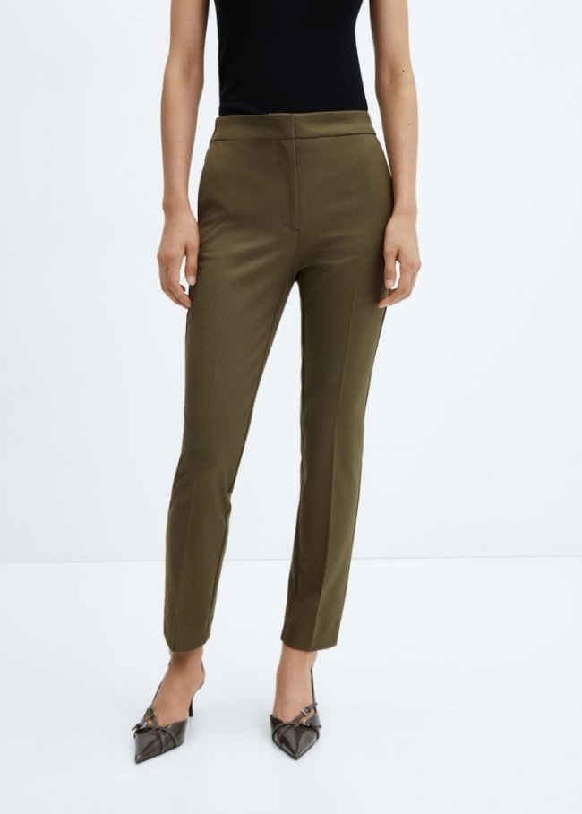 Mango Pantalón skinny tiro medio - Verde