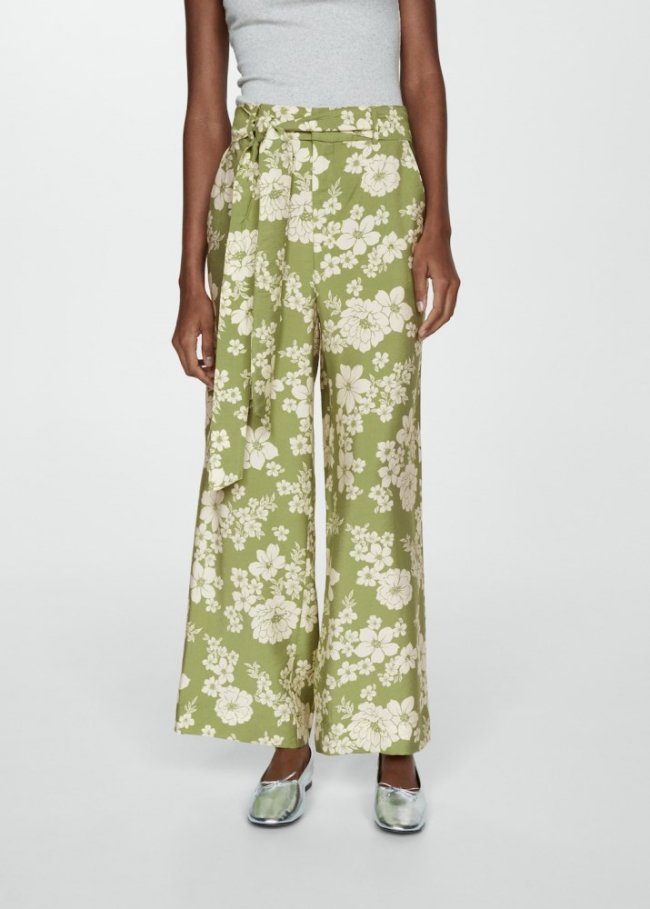 Mango Pantalón estampado lazo - Verde