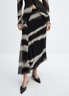 Mango Falda asimétrica estampada - Negro