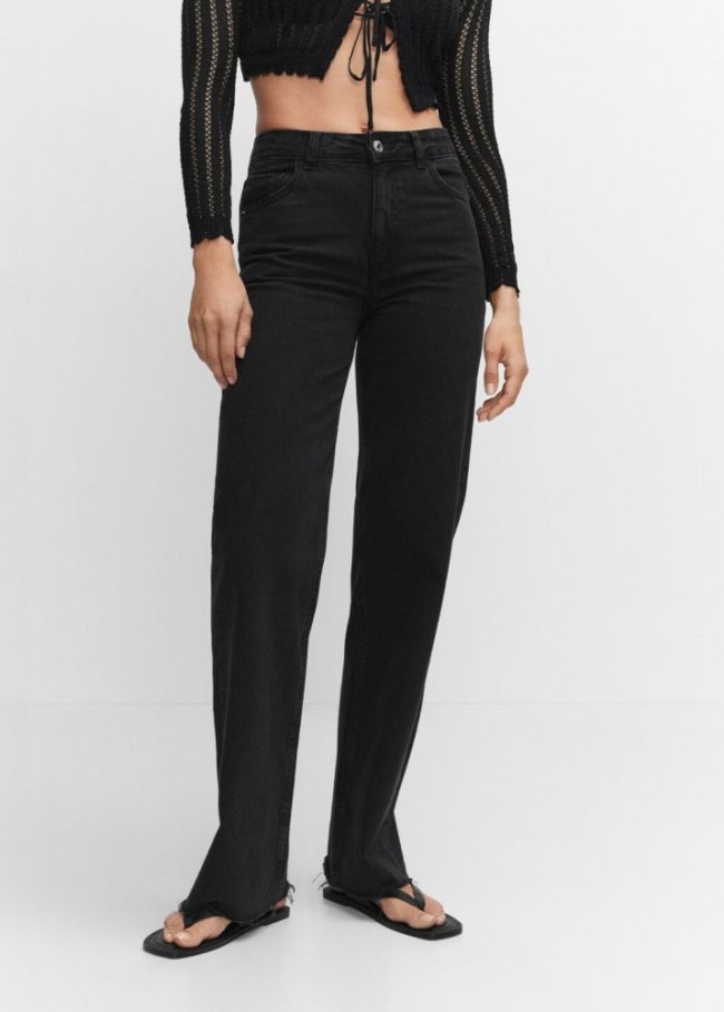 Mango Jeans wideleg tiro medio - Denim negro