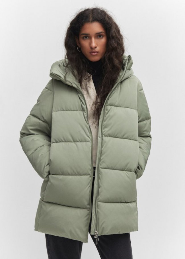 Mango Anorak acolchado capucha - Verde