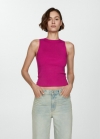 Mango Top punto tirantes anchos - Fucsia