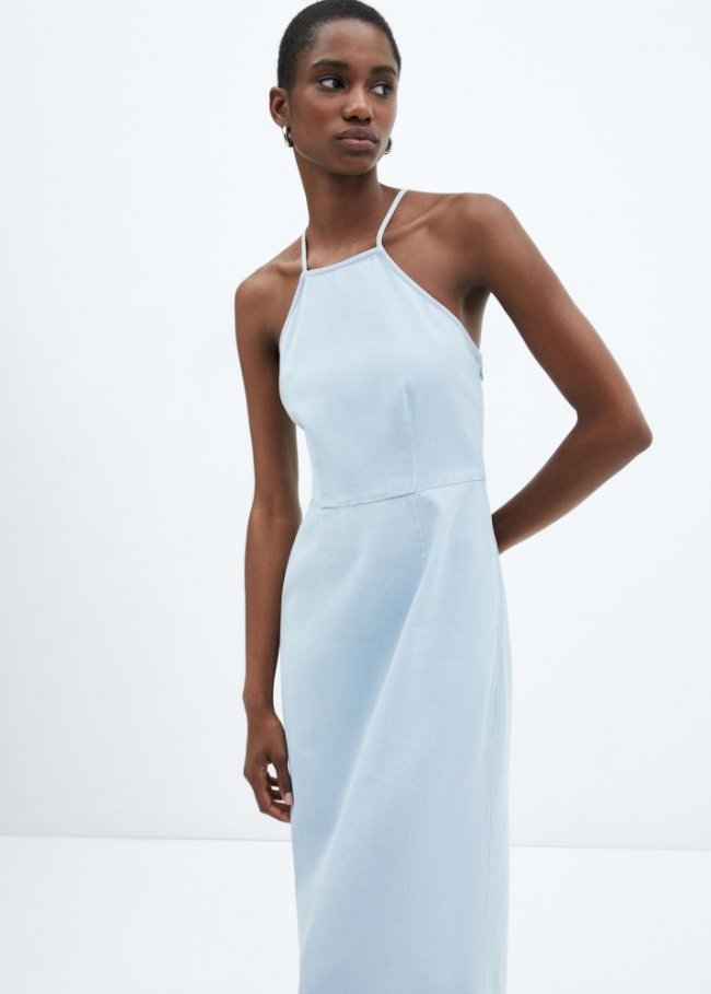 Mango Vestido vaquero tirantes - Azul claro