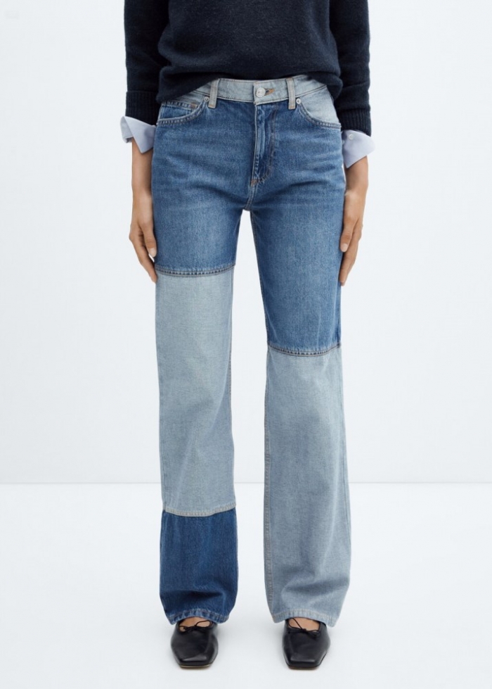Mango Jeans wideleg patchwork - Azul medio