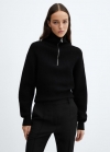 Mango Jersey cuello cremallera - Negro