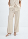 Mango Pantalón wideleg cintura elástica - Crudo