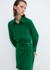 Mango Vestido camisero corto - Verde