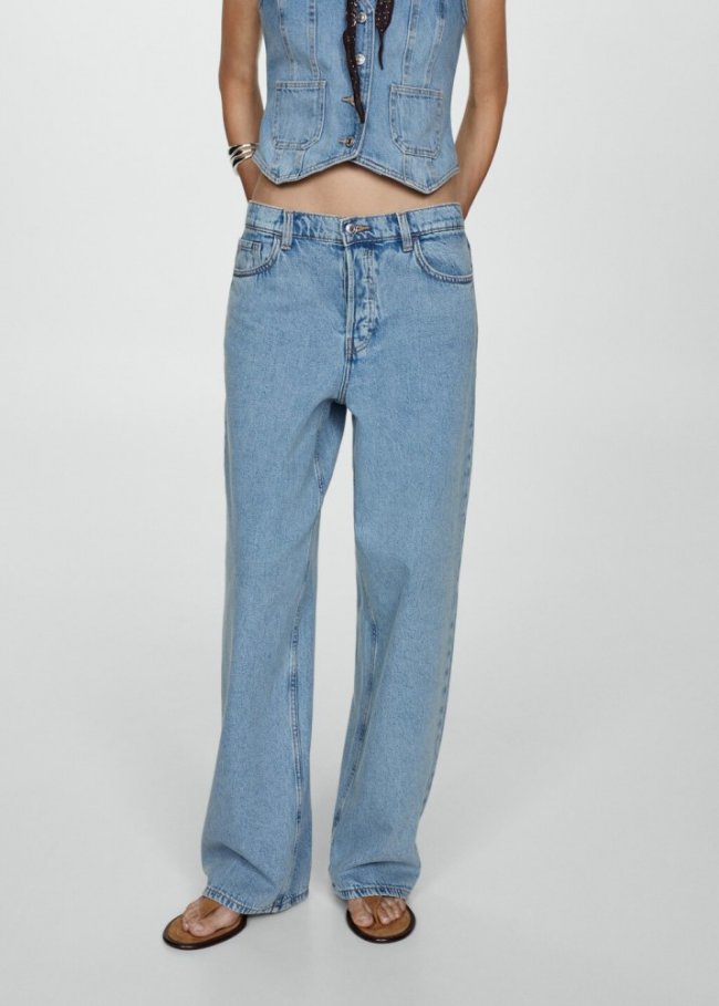 Mango Jeans wideleg loose tiro bajo - Azul medio