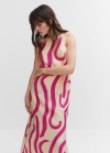 Mango Vestido estampado abertura - Fucsia