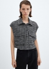 Mango Chaleco tweed oversize - Negro
