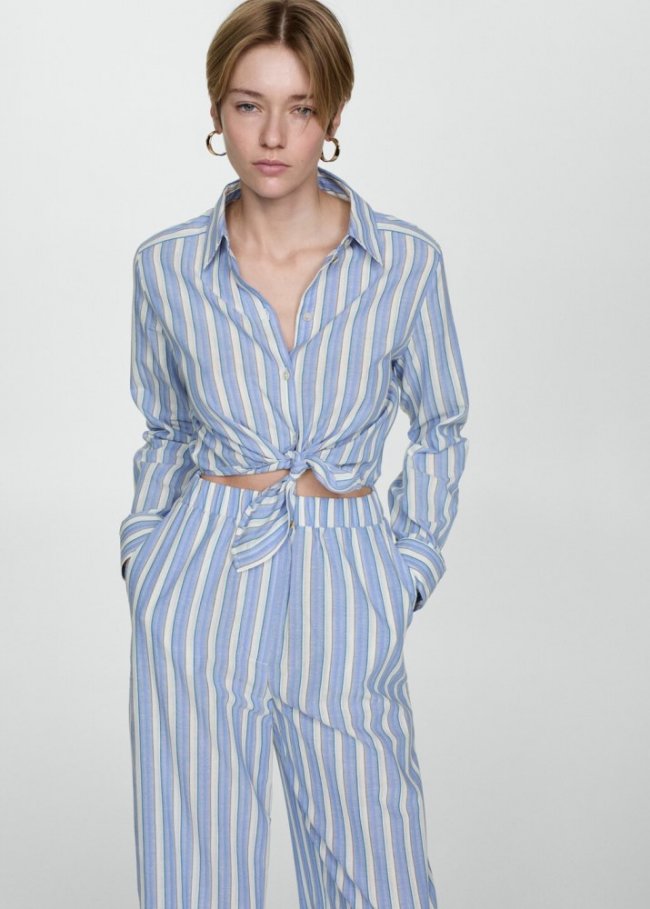 Mango Mono camisero rayas - Azul