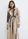 Mango Vestido camisero tie-dye lazo - Crudo