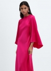 Mango Vestido satinado manga acampanada - Fucsia