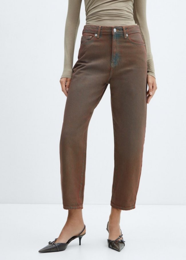 Mango Jeans slouchy tiro alto - Marrón