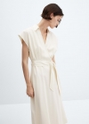 Mango Vestido cruzado cinturón - Blanco roto
