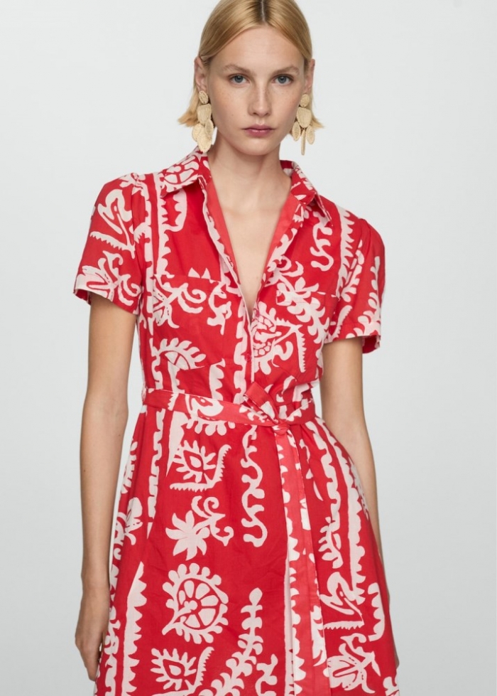 Mango Vestido estampado lazo - Rojo