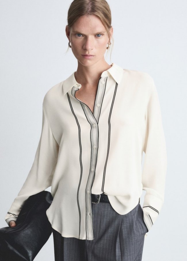 Mango Camisa detalles contraste - Blanco roto