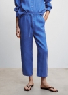 Mango Pantalón 100% lino - Azul