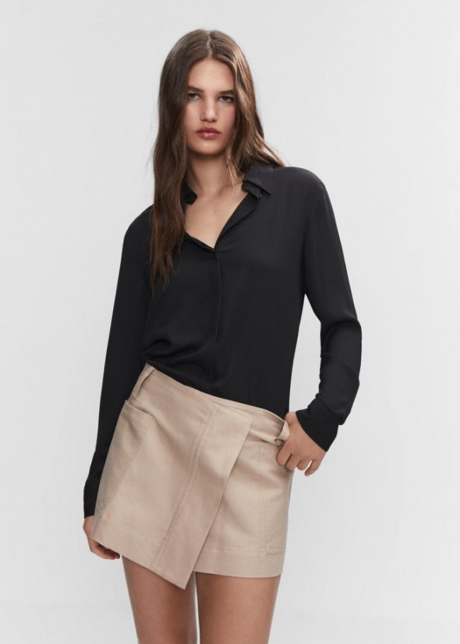 Mango Camisa fluida regular - Gris visón