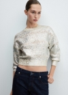 Mango Jersey foil efecto tornasol - Plata