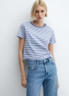 Mango Camiseta manga corta rayas - Azul