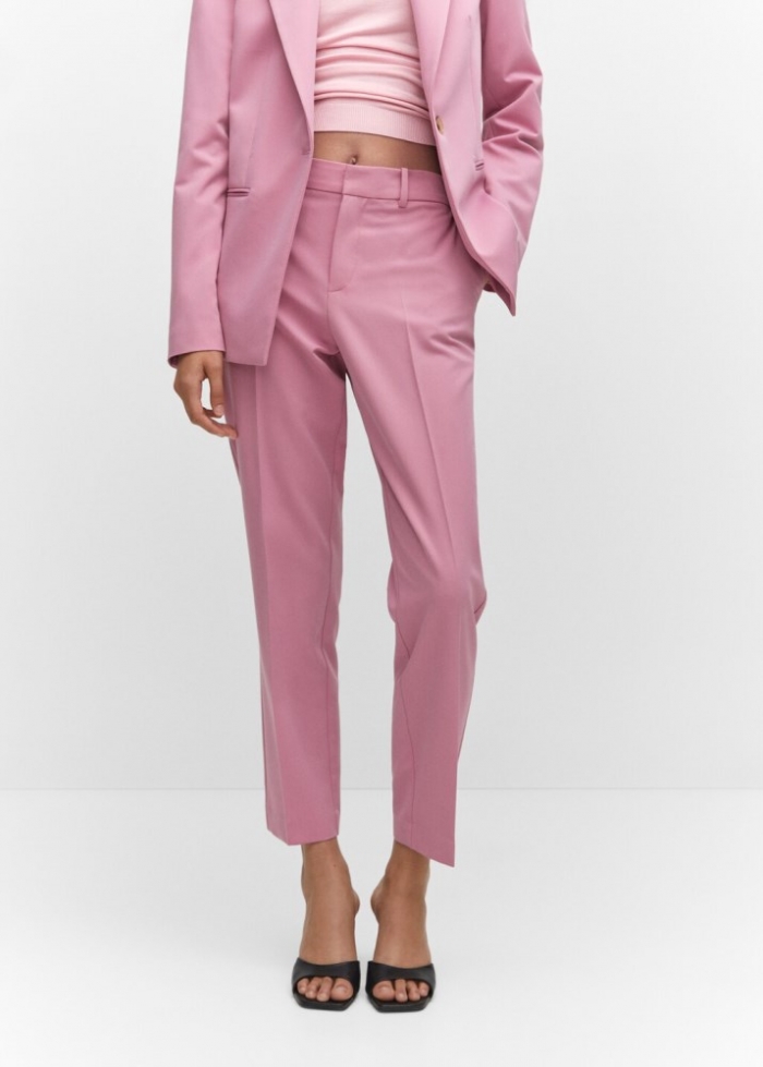 Mango Pantalón recto traje - Rosa