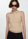 Mango Top punto cuello polo - Arena