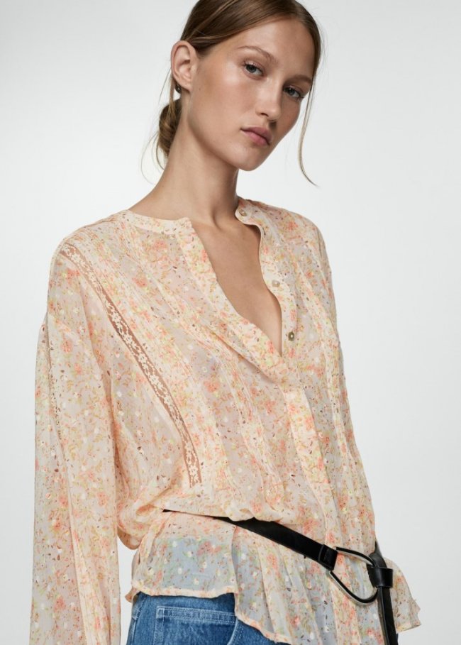 Mango Camisa estampado floral - Crudo